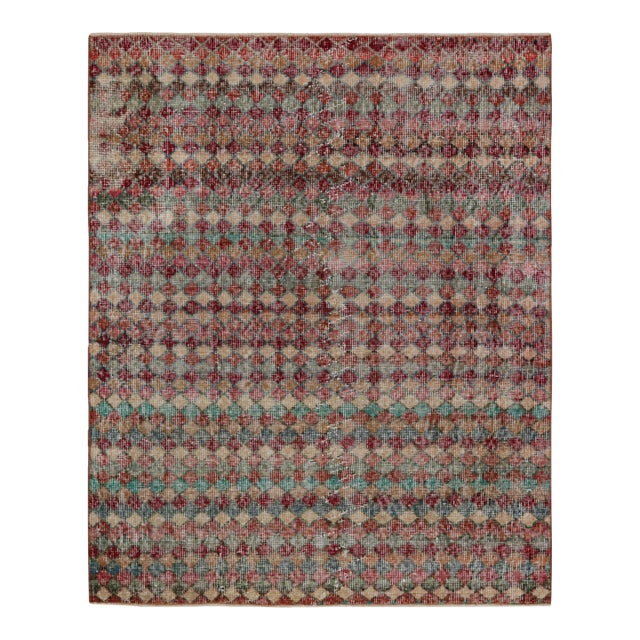 1960s Vintage Zeki Müren Art Deco Rug With Geometric Patterns For Sale