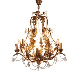 Florentine Chandelier with Crystal Trimmings For Sale