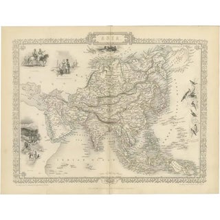 Map of Asia with Cultural and Natural Vignettes, 1851 For Sale
