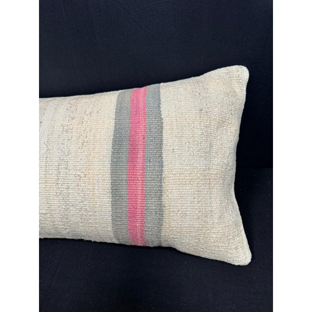Turkish Hemp Pillow Cushion Natural Beige Gray Cushion Cover 14x40 For Sale - Image 4 of 4