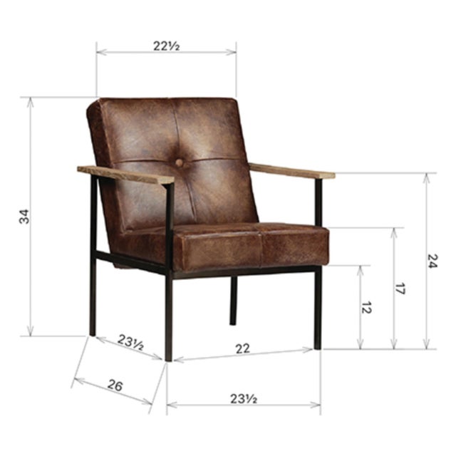 Contemporary Industrial Modern Jaxon Leather Arm Chair For Sale - Image 3 of 4