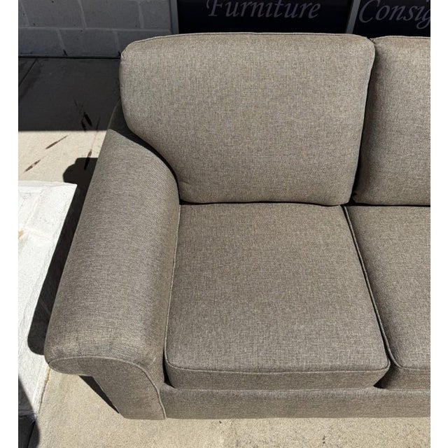 Hickory-Fry Light Brown Upholstered Sofa For Sale In Raleigh - Image 6 of 16
