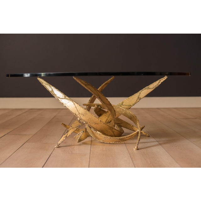 Silas Seandel Vintage Silas Seandel Style Brutalist Torch Cut Sculptural Glass Coffee Table For Sale - Image 4 of 12