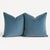 Modern One Pair of Kravet Fabric’s Vintage French Blue Cotton Velvet Down and Feather Pillows For Sale - Image 3 of 3