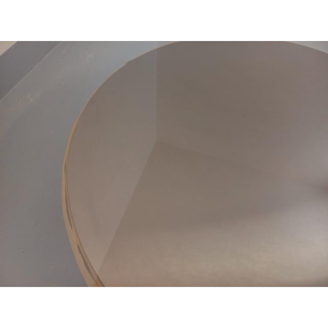 Vintage Round Coffee Table in Glass with Leather and Metal, 1970s For Sale - Image 10 of 18