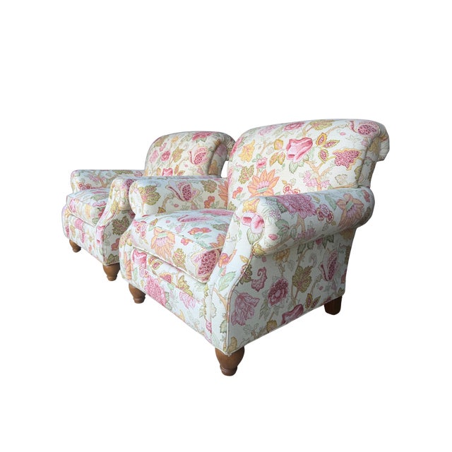Clayton Marcus English Roll-Arm Club Chair – Floral Botanical Chintz Upholstered Lounge Chair For Sale - Image 10 of 14