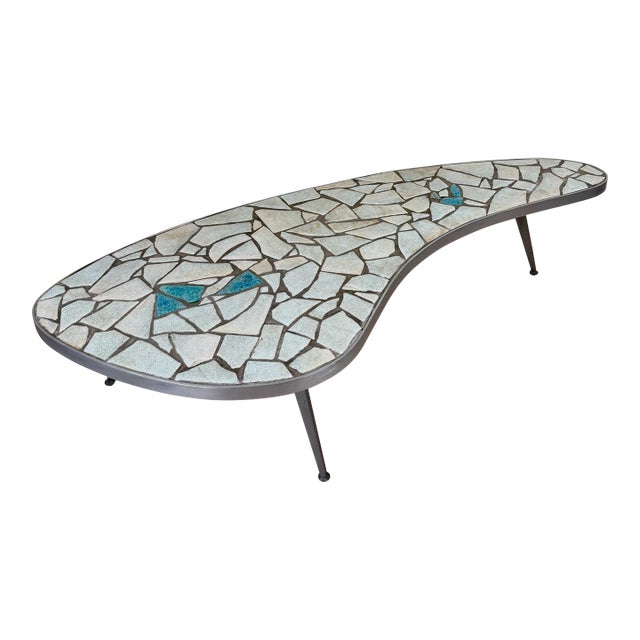 Mid Century Modern Mosaic Tile Kidney Bean Coffee Table For Sale