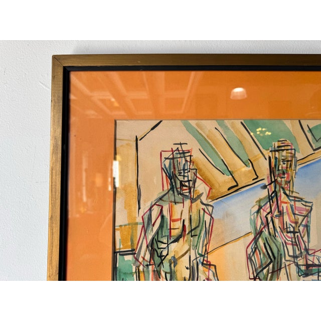 Paint 1966 Vintage Abstract Watercolor on Paper Painting, Framed For Sale - Image 7 of 12