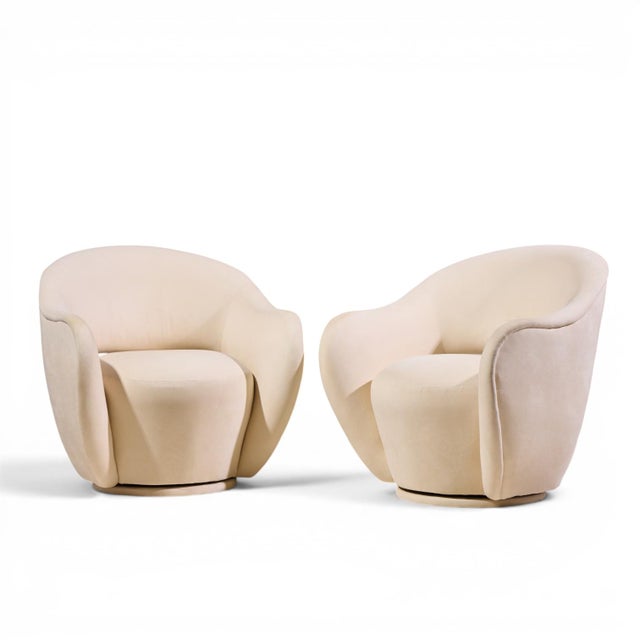 Mid-Century Modern Vladimir Kagan for Directional Model 100a Mid Century Swivel Lounge Chairs - Pair For Sale - Image 3 of 13