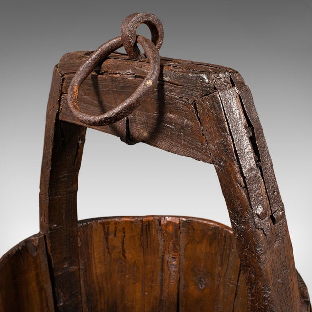 Brown Large Antique Country Garden Well Bucket, English, Planter, Georgian, Fuel Store For Sale - Image 8 of 9