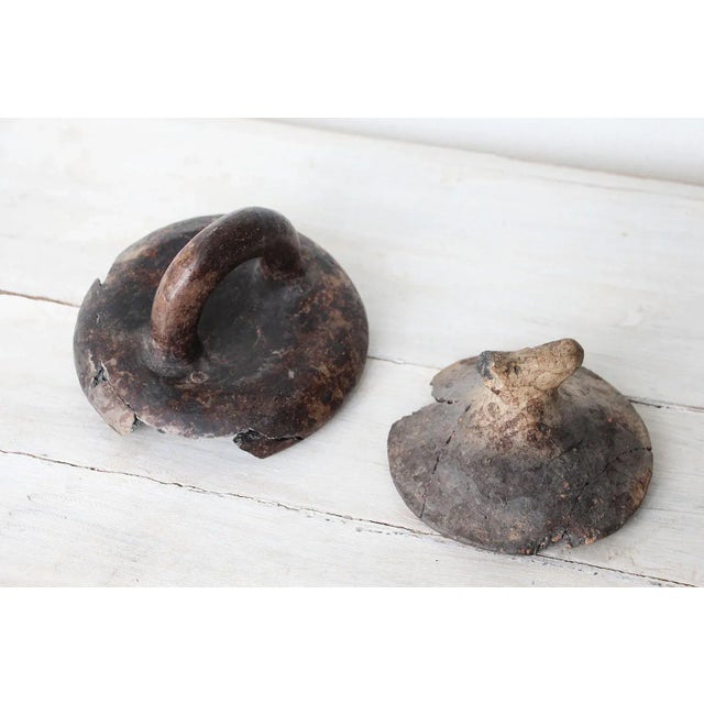 Late 19th Century Ancient African Ceramic Pottery Tops - a Pair For Sale - Image 5 of 10