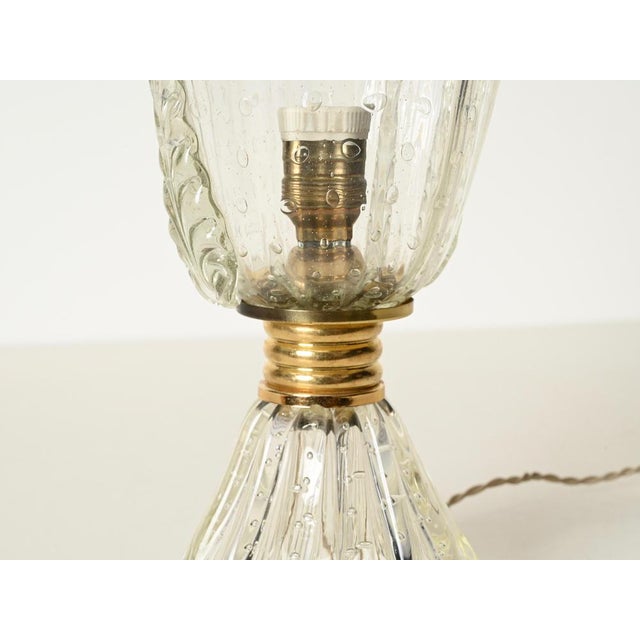 Large Bullicante Murano Glass and Brass Flower Table Lamp from Barovier, Italy, 1950s For Sale - Image 12 of 14