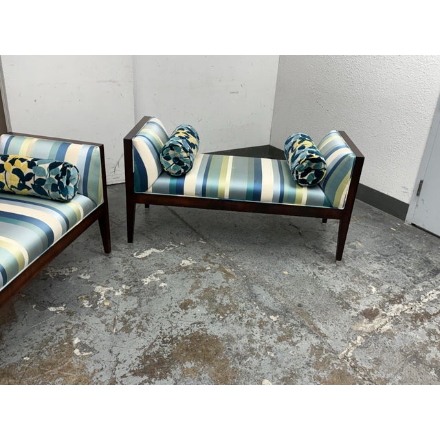 Bespoke Coastal Stripe Benches, Pair For Sale - Image 4 of 12