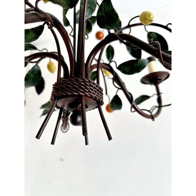 Metal French Tole 5-Light Chandelier with Lemons and Tangerines by J. P. Ryckaert, 1985-1995 For Sale - Image 7 of 15