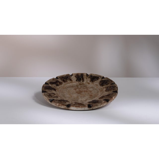 1960s Belgium Ivory Ceramic Plate For Sale In Greensboro - Image 6 of 13