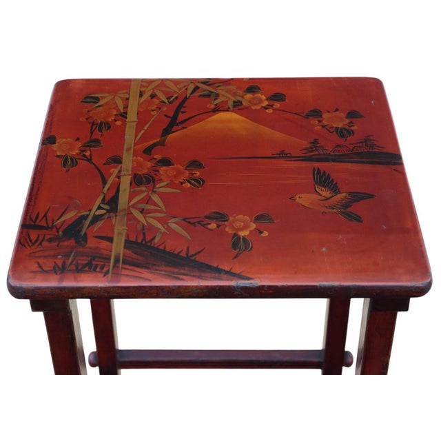 Red Japanese Red Lacquer Nesting Tables, 1900s, Set of 4 For Sale - Image 8 of 9