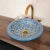 Art Deco Contemporary Zahra' Blue Countertop Basin Bathroom Vessel Sink Bowl For Sale - Image 3 of 8