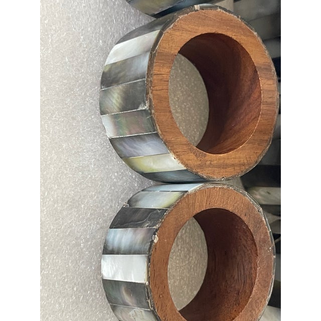 Coastal 1960s 8 PCS Vintage Coastal Abalone Shell Napkin Rings For Sale - Image 3 of 3