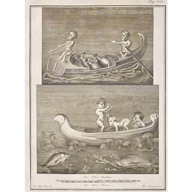 Ancient roman fresco from the series "antiquities of herculaneum", is an etching on paper realized by giovanni morghen in...