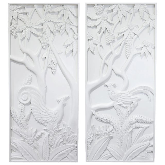 Pair of Modern White Relief Wall Panels With Bird and Grape Motifs For Sale - Image 18 of 18