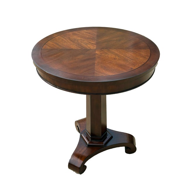 Restoration Hardware Solid Mahogany Empire Style Round Pedestal Accent Table Elevate your space with this exquisite...