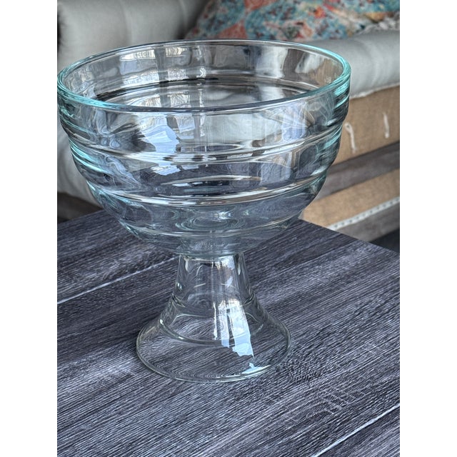 Transparent Late 20th Century Art Deco Clear Glass Trifle Pedestal Bowl For Sale - Image 8 of 11