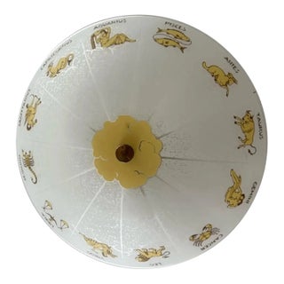 Vintage 1970's Horoscope Zodiac Astrology Flushmount Light Fixture For Sale