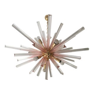 Pink Gradient Color Murano Glass Sputnik Chandelier For Sale