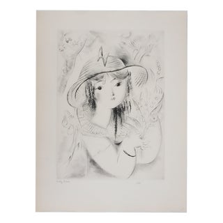 Mily Possoz, Young Women with a Parakeet, Original Signed Engraving For Sale