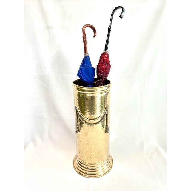 1930s Hammered Brass Tassel Umbrella Stand Peerage England Chairish