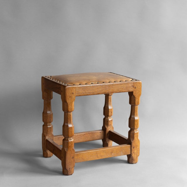 Vintage Carved Oak Stool, 1950s For Sale - Image 6 of 6