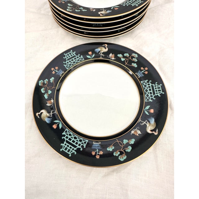 Fitz and Floyd 1970s Fitz & Floyd "Chinoiserie" Salad Plate Set of 7 For Sale - Image 4 of 5