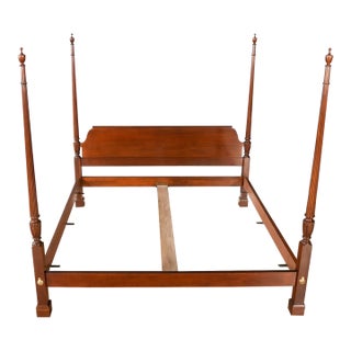 1990s Baker Mahogany King Size Poster Bed For Sale