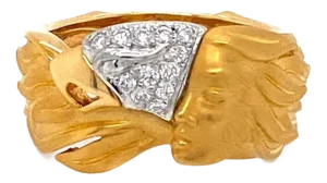 Carrera Y Carrera Diamond 18k Two Tone Gold Woman & Bird Ring - Size 6.5