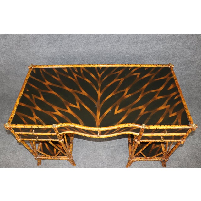 Late 20th Century Maitland Smith Faux Bamboo and Brass Mounted Desk For Sale - Image 5 of 14