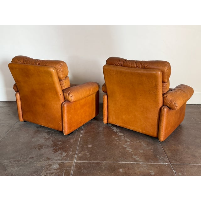1970s C & B Italia Leather Lounge Chairs For Sale - Image 9 of 12