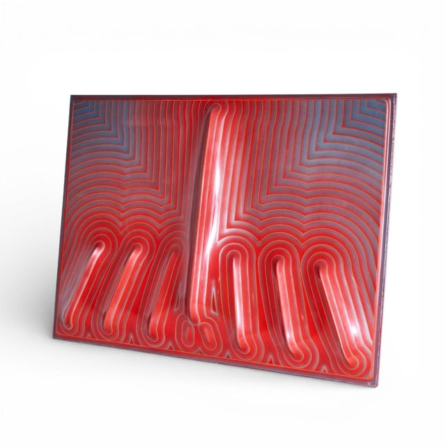 Mid-Century Modern J. McCarthy Mid Century 1977 Strawberry Fields Large Red Fiberglass Wall Art For Sale - Image 3 of 4