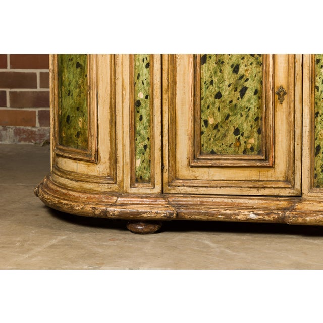 Green 18th Century Italian Painted Sideboard with Two Doors and Rounded Corners For Sale - Image 8 of 12