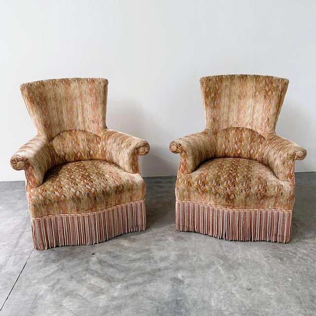 Hollywood Regency Sculptural Lounge Chairs with Fringed, Set of 2 For Sale - Image 11 of 11
