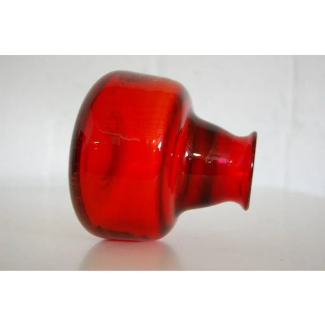 Mid 20th Century Vintage Erik Höglund Signed Ruby Red Swedish Art Glass Vase for Boda C. 1960 For Sale - Image 5 of 9
