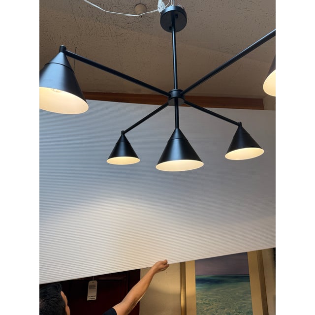 Early 21st Century Elyccupa Modern Cone Chandelier, Matte Black For Sale - Image 5 of 12