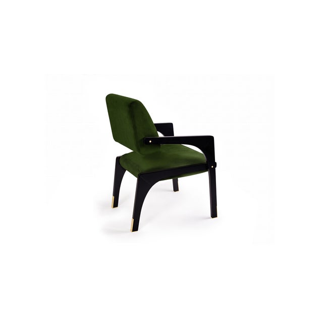Arches Dining Chairs in Green Cotton Velvet by Insidherland, Set of 8 For Sale - Image 4 of 6