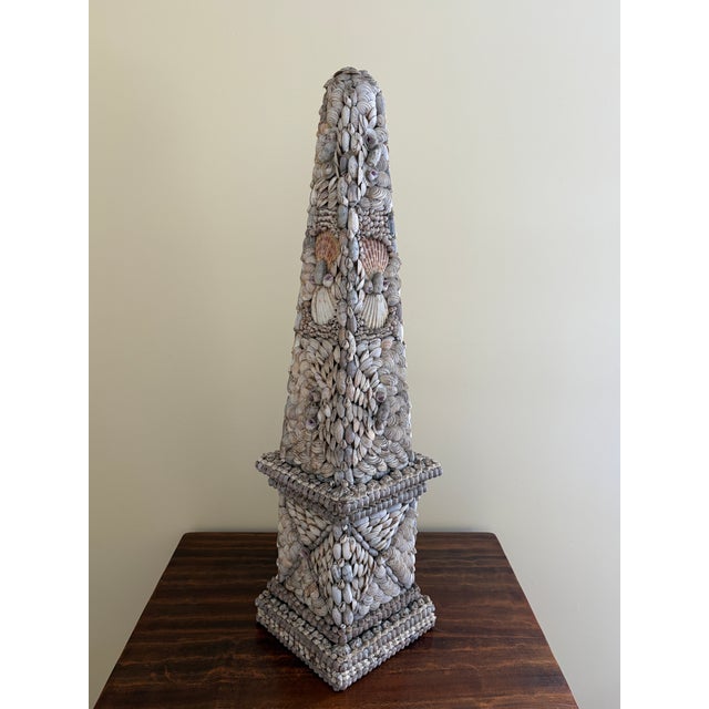 White Late 20th Century Neoclassical Grand Tour Coquillage Shell Encrusted Obelisk For Sale - Image 8 of 13