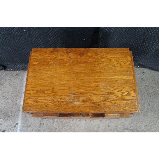 Brown 1970s Lane Staccato Mid Century Modern Oak Brutalist Nightstand Cabinet Side Table For Sale - Image 8 of 11