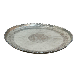 Monumental 26" Dm Antique Tinned Copper Tray