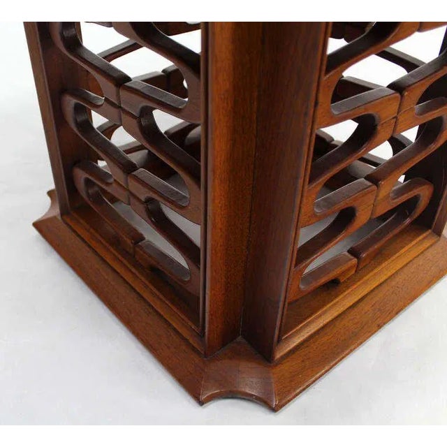 Mid-Century Modern Occasional Side Table With Carved Walnut Base For Sale - Image 6 of 11