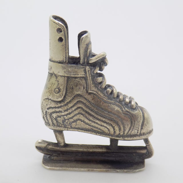 Italian Vintage Italian Handmade Genuine Silver Rare Ice Skates Dollhouse Miniature, Made in Novara (Italy) For Sale - Image 3 of 9