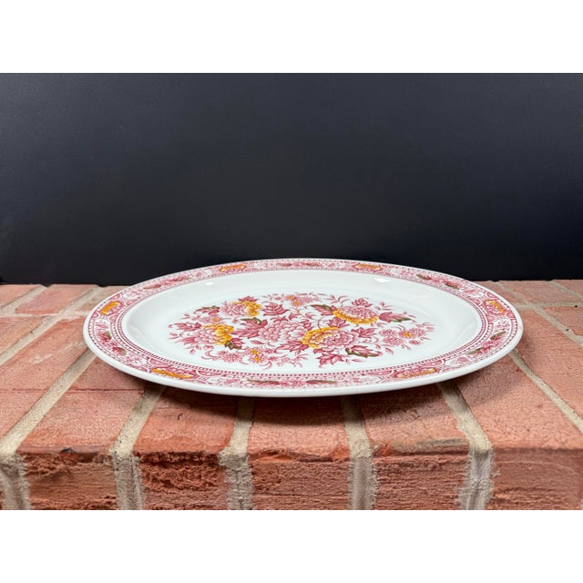 English Vintage English Ridgeway Ironstone Staffordshire Red & Yellow Canterbury Oval Platter For Sale - Image 3 of 5
