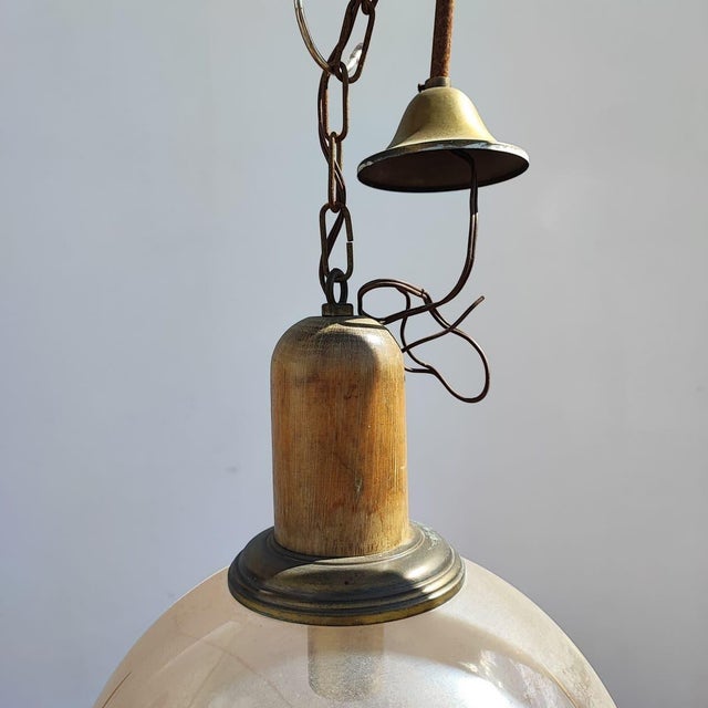 Vintage Glass Bowl Pendant For Sale - Image 3 of 7