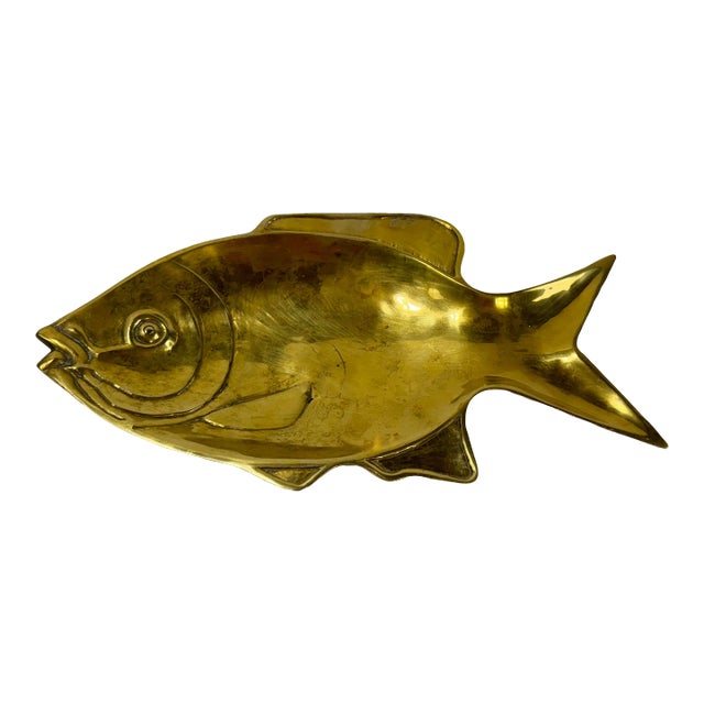 Large Vintage Brass Fish Dish For Sale